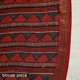 Chanderi Silk Natural Dyed Zari Border Ajrakh Print Saree