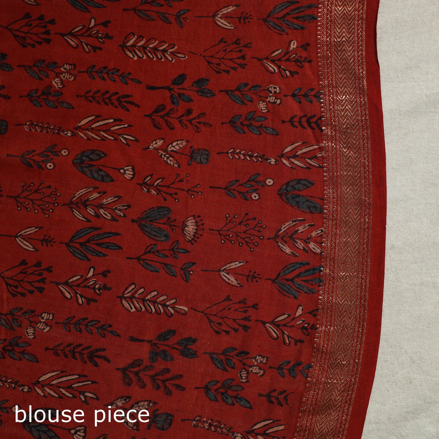 Chanderi Silk Natural Dyed Zari Border Ajrakh Print Saree