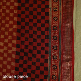 Red Chanderi Silk Block Print Ajrakh Saree