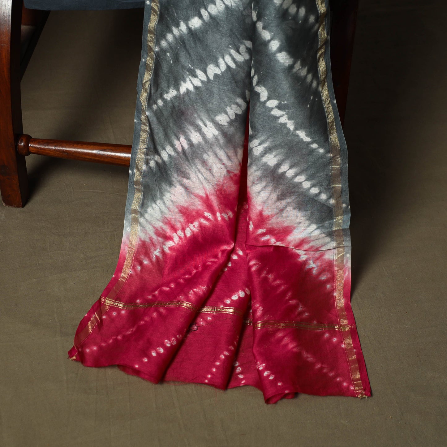Chanderi silk shibori tie-dye 3pc unstitched dress material