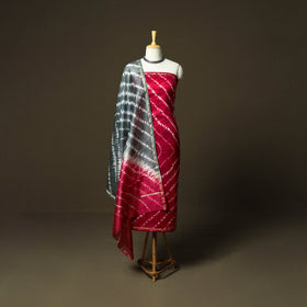 Chanderi silk shibori tie-dye 3pc unstitched dress material