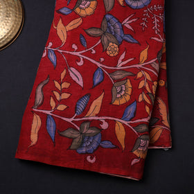 Red Chanderi Silk Srikalahasti Pen Kalamkari Fabric