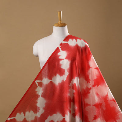 Red - chanderi silk tie-dye shibori fabric 05 - handcrafted
