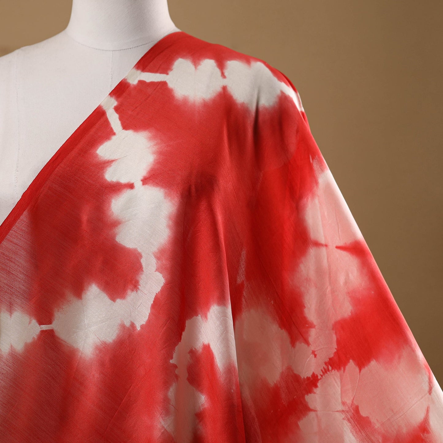 Red - chanderi silk tie-dye shibori fabric 05 - handcrafted