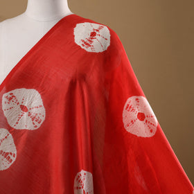 Red - chanderi silk tie-dye shibori fabric 09 - handcrafted
