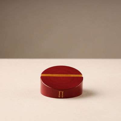 Traditional Red Channapatna Handmade Wooden Card Holder