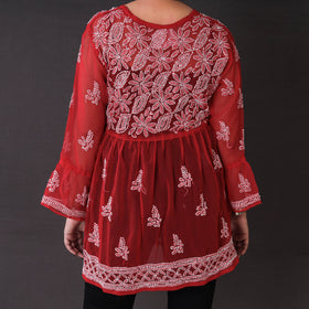 Buy Chikankari Hand Embroidered Short Flared Kurta / Top