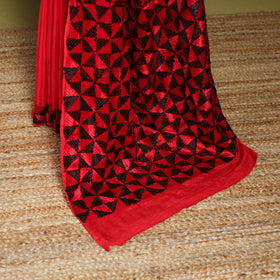 Red - chinon silk hand embroidery phulkari saree 15