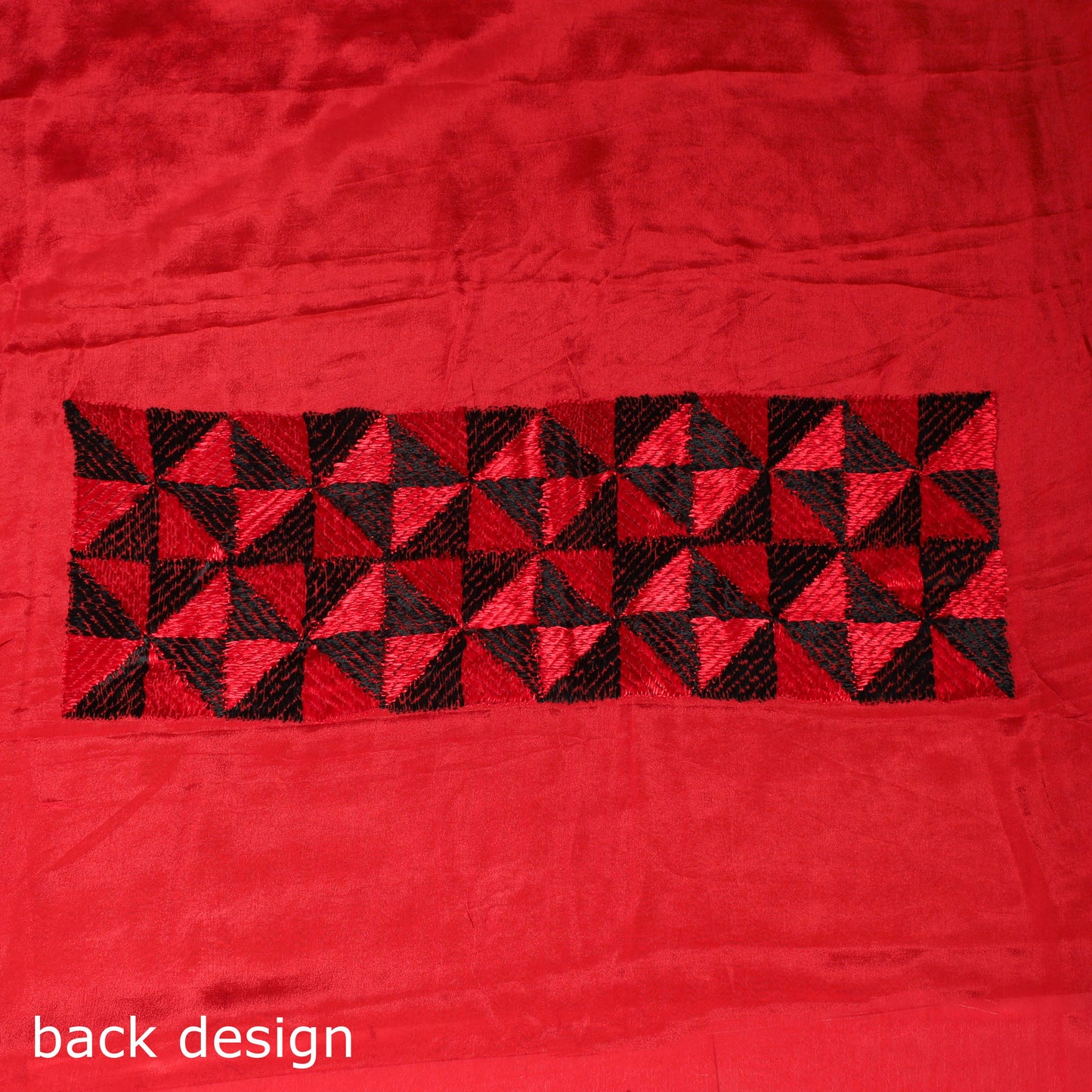 Red - chinon silk hand embroidery phulkari saree 15