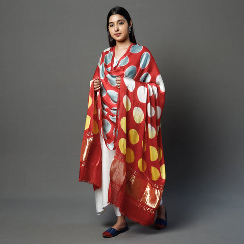  Clamp Dyed Shibori Modal Silk Dupatta with Zari Border Online at iTokri.com