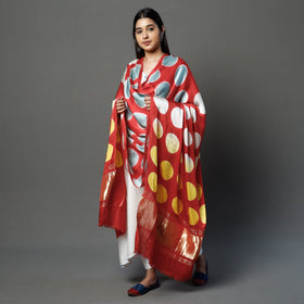  Clamp Dyed Shibori Modal Silk Dupatta with Zari Border Online at iTokri.com
