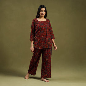  Cotton Ajrakh Block Print Night Suit Set