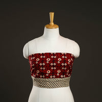 Red - cotton akola blouse piece 48 - handcrafted