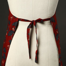 Red - cotton apron with pocket 45 - handcrafted