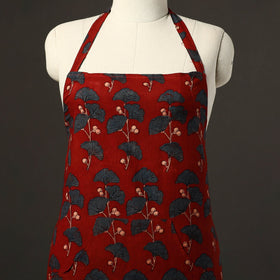 Red - cotton apron with pocket 45 - handcrafted