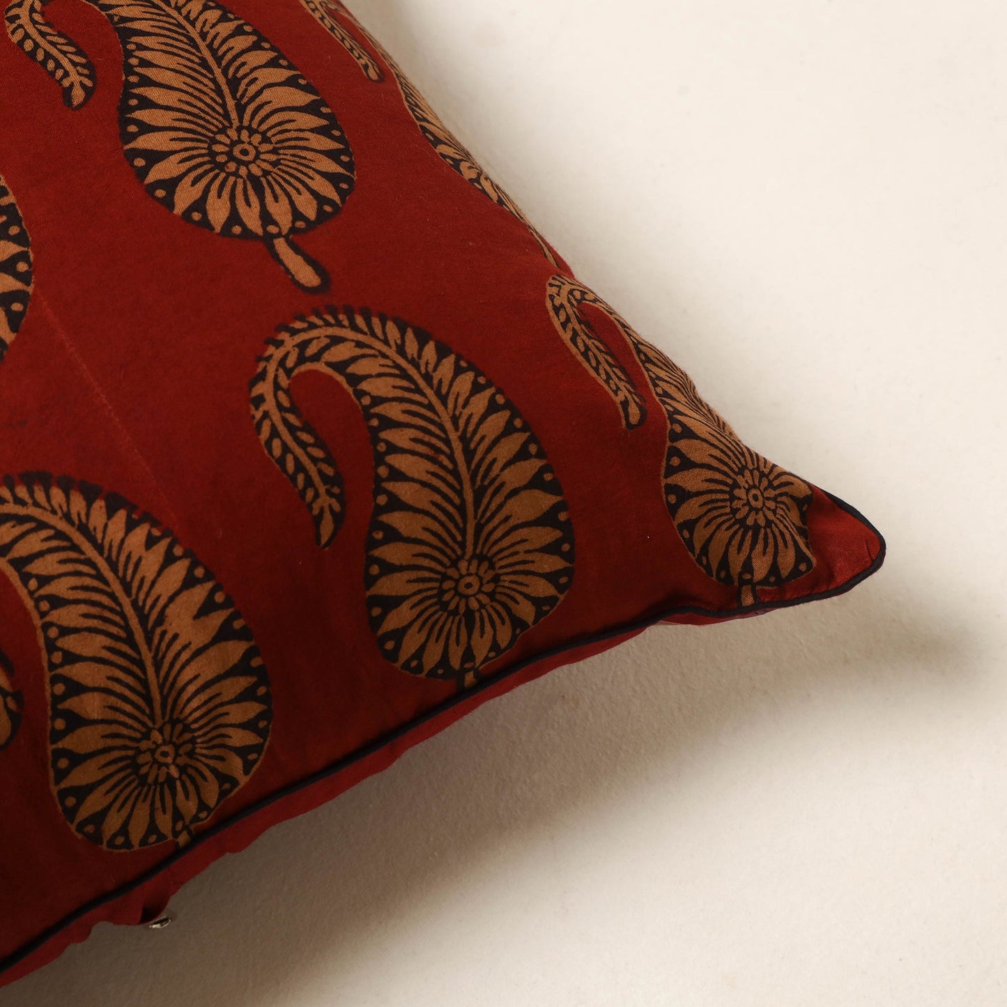 Red - cotton bagh cushion cover 64 - handcrafted