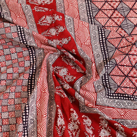  Red Block Print Cotton Bagh Double Bed Sheet Online