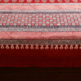  Red Block Print Cotton Bagh Double Bed Sheet Online