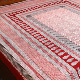 Buy Red Block Print Cotton Bagh Double Bed Sheet Online