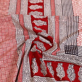 Buy Red Block Print Cotton Bagh Double Bed Sheet Online