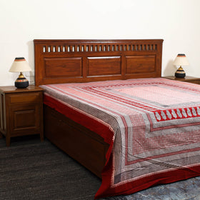 Buy Red Block Print Cotton Bagh Double Bed Sheet Online