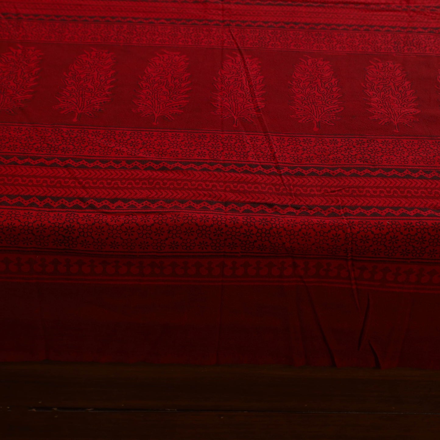 Buy Red Block Print Cotton Bagh Double Bed Sheet Online