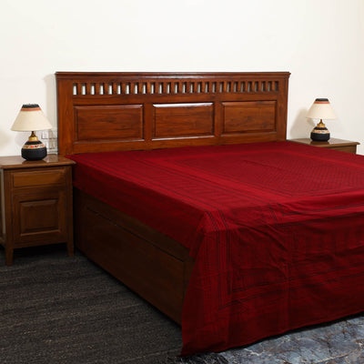 Buy Red Block Print Cotton Bagh Double Bed Sheet Online