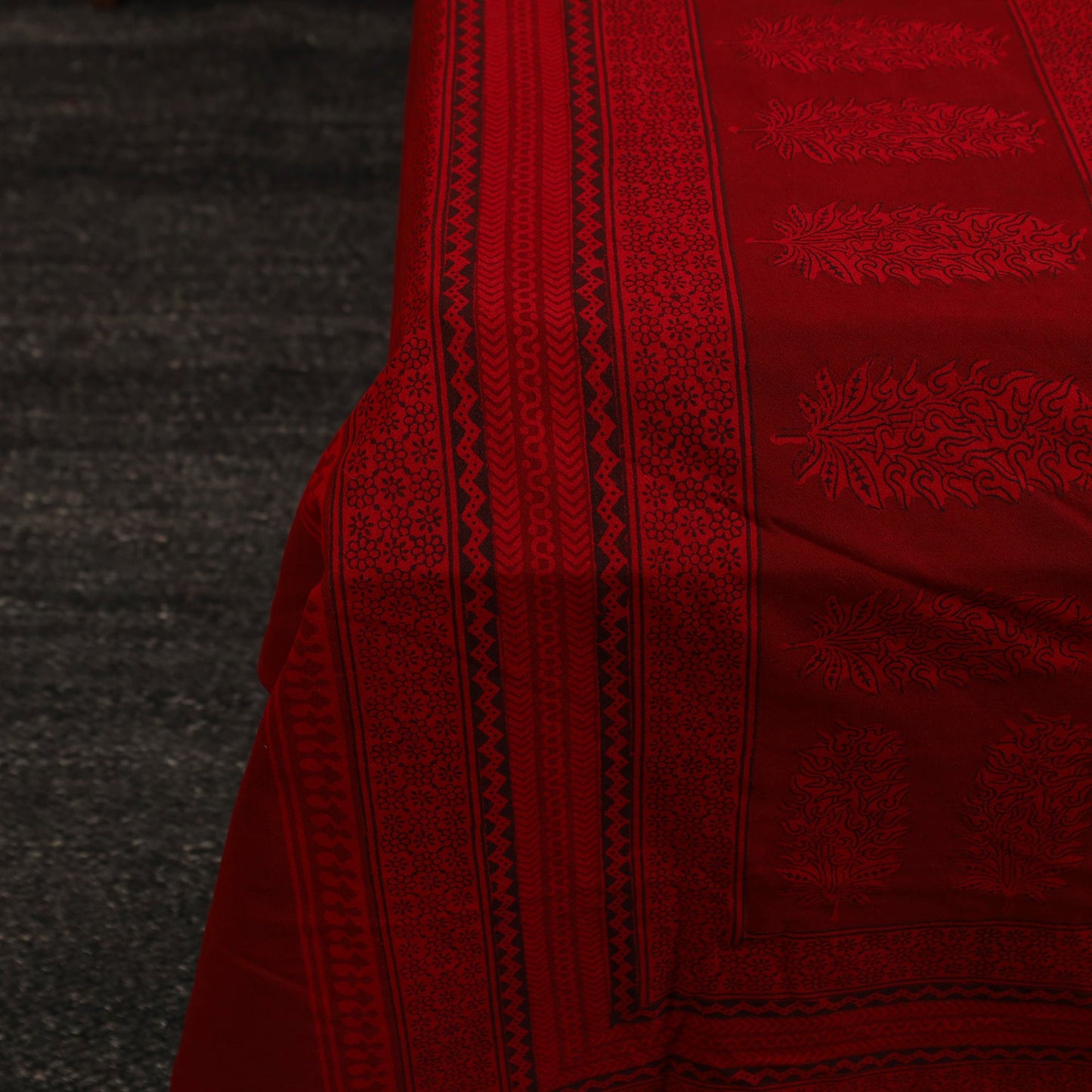 Buy Red Block Print Cotton Bagh Double Bed Sheet Online