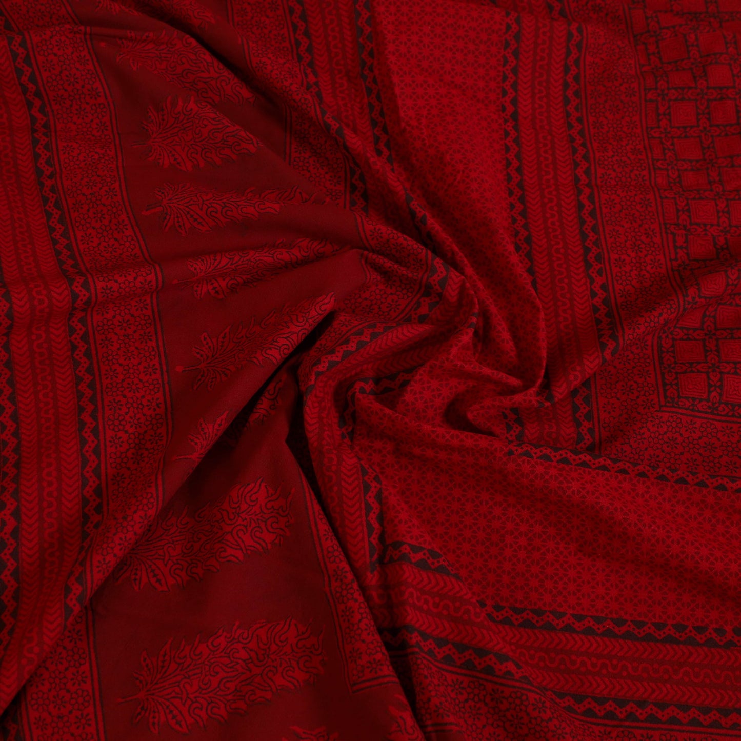 Buy Red Block Print Cotton Bagh Double Bed Sheet Online