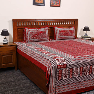 Red - cotton bagh double bedsheet with pillow covers 10