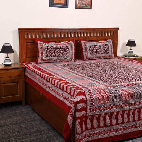 Red - cotton bagh double bedsheet with pillow covers 15