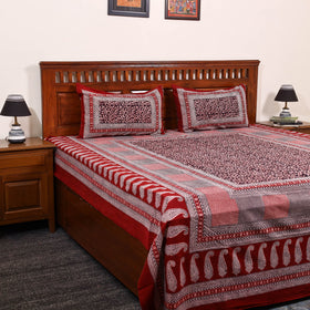 Red - cotton bagh double bedsheet with pillow covers 15