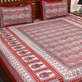 Red - cotton bagh double bedsheet with pillow covers 16