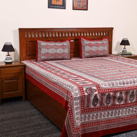 Red - cotton bagh double bedsheet with pillow covers 16
