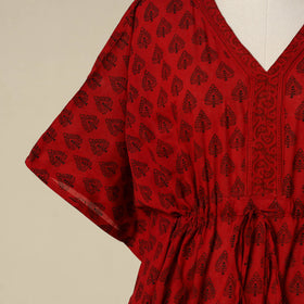 Red - cotton bagh kaftan with tie-up waist (medium) 14