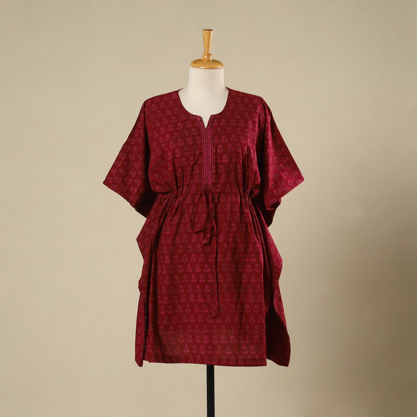 Red - cotton bagh kaftan with tie-up waist (medium) 26