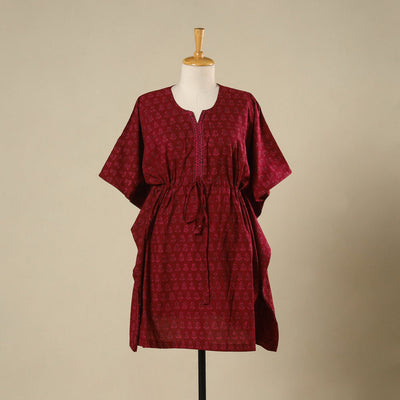 Red - cotton bagh kaftan with tie-up waist (medium) 26