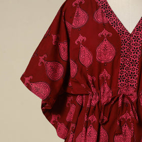 Red - cotton bagh kaftan with tie-up waist (short) 12