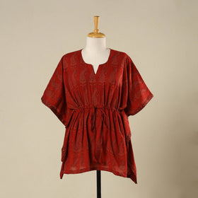 Red - cotton bagh kaftan with tie-up waist (short) 15