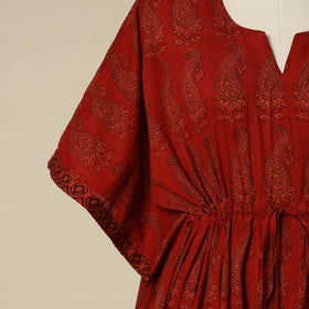 Red - cotton bagh kaftan with tie-up waist (short) 15