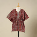 Red - cotton bagh kaftan with tie-up waist (short) 16