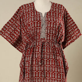 Red - cotton bagh kaftan with tie-up waist (short) 16