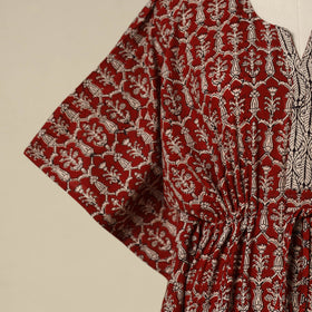 Red - cotton bagh kaftan with tie-up waist (short) 16