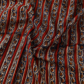 Red Block Print Cotton Bagru Fabric
