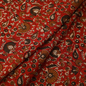 Red Block Print Cotton Bagru Fabric