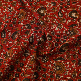 Red Block Print Cotton Bagru Fabric