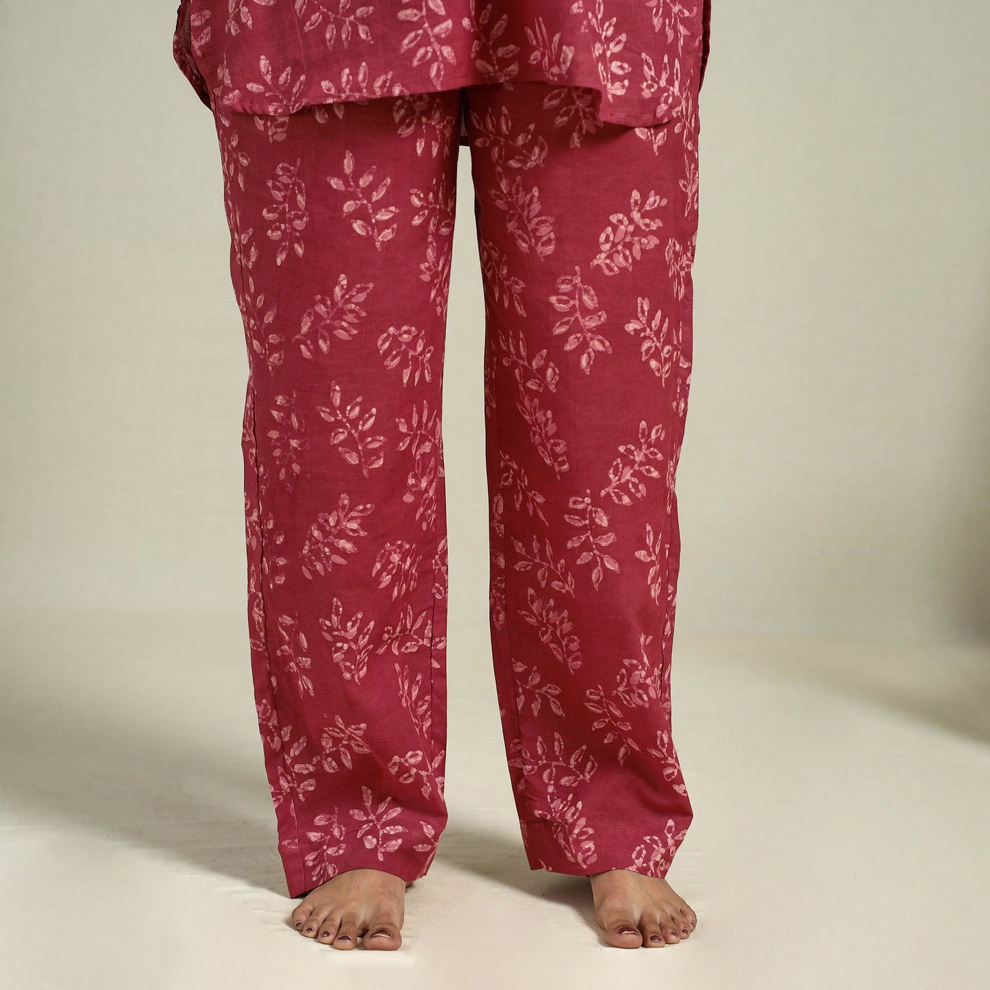 Buy Red Block Print Cotton Bagru Night Suit Set