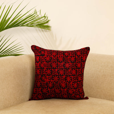 Red Cotton Batik Cushion Cover