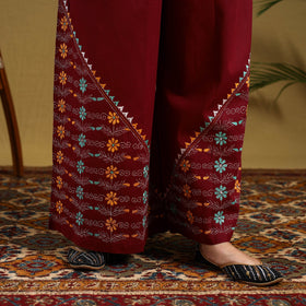 Buy Cotton Bengal Kantha Hand Embroidery Palazzo