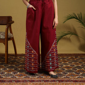 Buy Cotton Bengal Kantha Hand Embroidery Palazzo